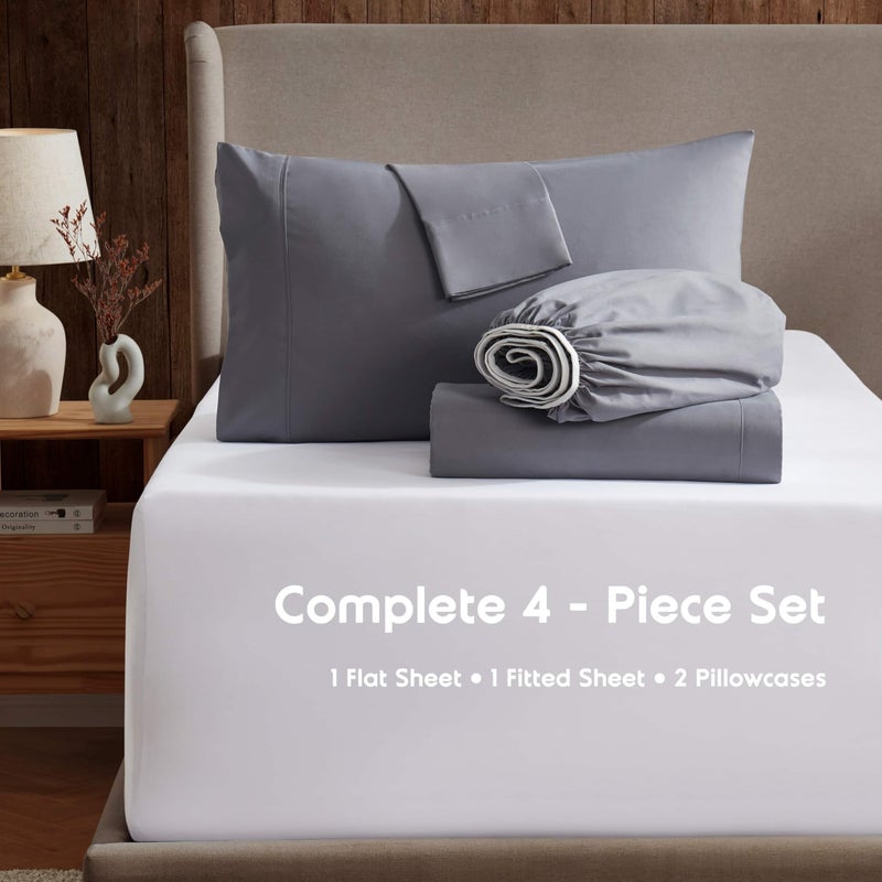 Nestl Queen Sheet Set - Luxury 1800 Ultra-Soft Microfiber Bed Sheets - Double Brushed - Deep Pockets - Easy Fit - 4 Piece Set - Bedding Sheets & Pillowcases (Queen, Dark Grey) - Image 2